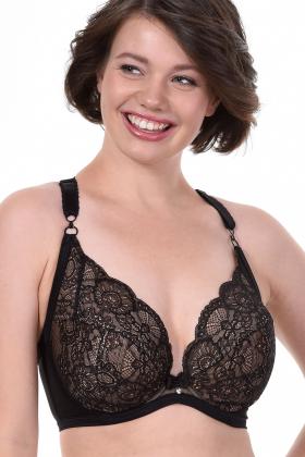 Floral Lace Push-Up Lightly Padded Demi Plunge Underwire Bra Nude -  38DDD/85F in 2023