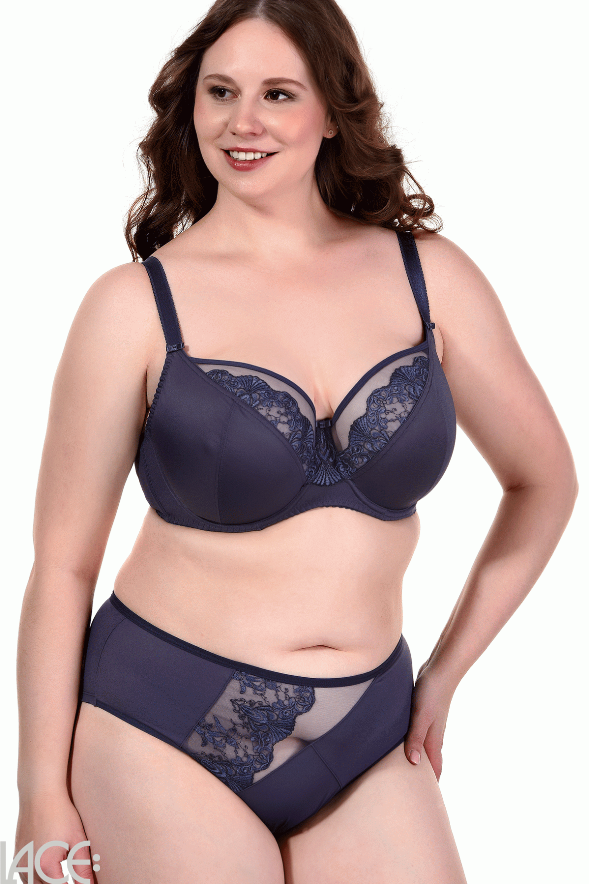 Gorsenia Granada K656-GRA Navy Blue Embroidered Non-Padded Underwired Full  Cup Bra 40L (HH UK) 