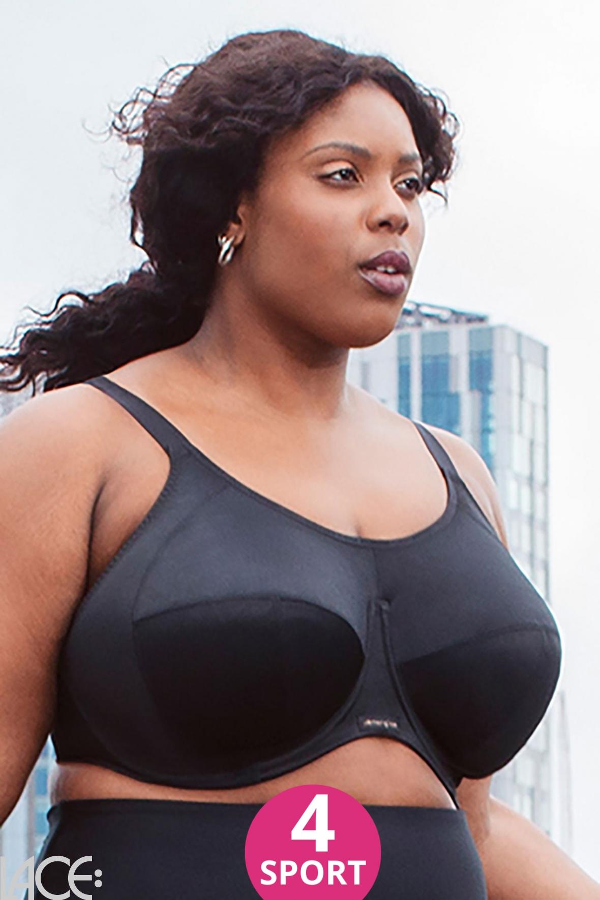 Elomi Women's Plus-Size Energise Underwire Sport Bra, Black, 40E