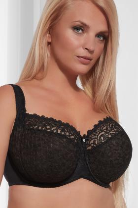 KRIS LINE Women's soft black bra plus size 30 32 34 36 38 40 42 44 46 48 50  B-O